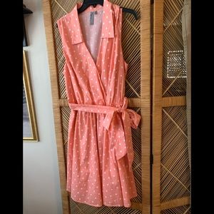 R Wish, sleeveless dress, polka dot peach, size XL